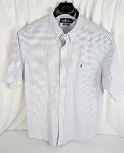 Ralph Lauren Hemd Herren XXL Weiß Classic Fit Kariert Blau Pony Kurzarm - Bild 1 von 14