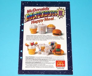 TRANSFORMERS MCROBOTS MAGAZINE ADVERT 1987 SCANDITOY SWEDEN MCDONALDS HAPPY MEAL - Picture 1 of 1