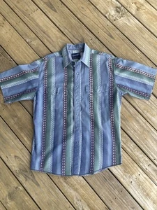 Vintage Wrangler Single Needle Mens Sz 16 Western Pearl Snap Shirt X-Long Tails - Picture 1 of 6