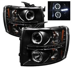 Spyder for Chevy Silverado 1500 07-13 Projector Headlights LED Halo LED Blk - Image 1 of 4