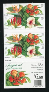 Heft mit 33 Cent tropischen Blumen Briefmarken # 3310-13 postfrisch kostenloser Versand - Bild 1 von 1