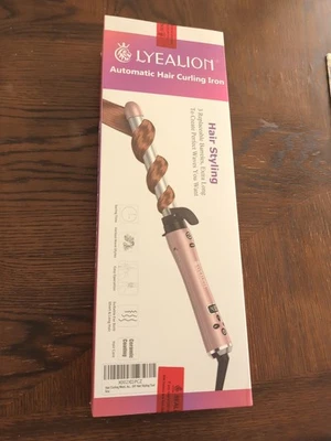 LYEALION Automatic Hair Curling Iron 3 Replaceable Barrels Pink Grey, Sealed Box - Image 1 of 3