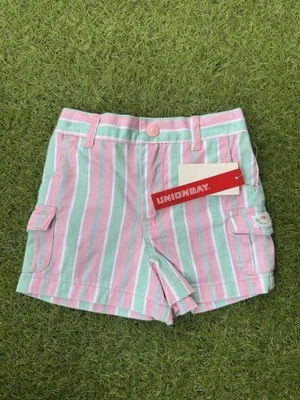 Pantalones Cortos UNIONBAY Bebé Niña Talla 12M Rosa y Azul Rayas Estilo Años 90 Vintage Foto 1 de 3
