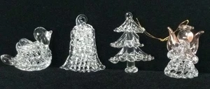 4 adornos navideños vintage de vidrio hilado - 😇 Ángel 🕊️ Paloma 🔔 Campana 🌲 Árbol  - Imagen 1 de 5
