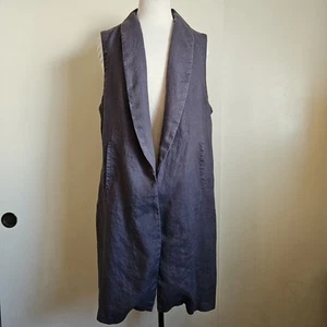 Kenar Womens Linen Gray Cardigan Vest Open Front Size XLarge Sleeveless pockets - Picture 1 of 20