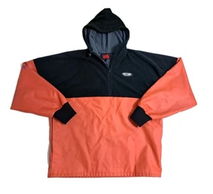 Grudens Fishing Jacket Black Orange Fleece Lined Anorak PVC Coat Hooded Boating - Picture 1 of 9