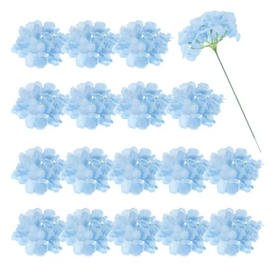 30 piezas flores artificiales de hortensia, flores falsas de hortensia, azul claro Foto 1 de 4