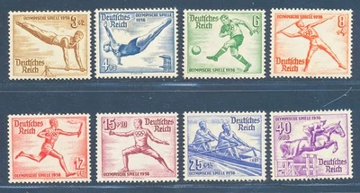 GERMANY 1936 OLYMPICS, Cpl VF/XF MNH/MH Set $$", Summer, Sports, Soccer,Fencing - Image 1 of 2
