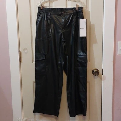 Pantalones cargo de patinador de cuero sintético negros casi famosos talla L nuevos con etiquetas Foto 1 de 4