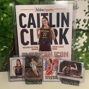 2024 Panini CAITLIN CLARK 4 Card Lot & Magazine Rookie Of The Year ROY RC Fever - Picture 1 of 13