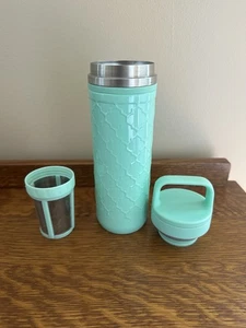 David’s Tea Stainless Travel Tumbler w/Tea Infuser Basket. Mint Green Aqua. EUC - Picture 1 of 7