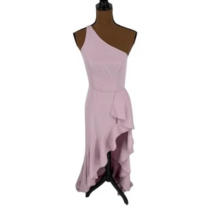 Ieena for Mac Duggal Lilac One Shoulder High Slit Ruffle Gown – Size 2 NWT - Picture 1 of 6
