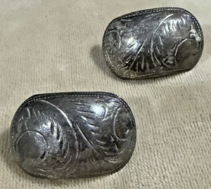 Pendientes de clip vintage de plata de ley 925 con diseño grabado Tailandia  - Imagen 1 de 8