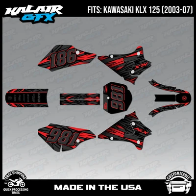 Kit de gráficos para KAWASAKI KLX 125 (2003-2007) KLX125 serie Twitch - rojo Foto 1 de 4
