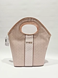 Guess V7200081 Mocha Brwn Logo Print Junction Travel Insulated Cutout Lunch Tote - Picture 1 of 12