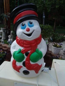 MOLTO CARINO OCCHI BLU CON GUANTI VERDI STAMPO PER SOFFIAGGIO 19 POLLICI FINESTRA BABBO NATALE - Foto 1 di 1