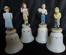 Norman Rockwell Figural Porcelain Bells Limited Edition Set Of Four Great Team!