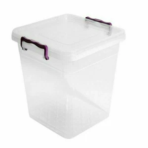 Clear Plastic Deep Box with Lid Lock Home Office Kitchen Food Storage Container - Picture 1 of 5