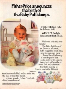 FISHER PRICE Baby Puffalumps Ad Cute Baby Nursery Toy Vintage 1980s Magazine - Picture 1 of 1