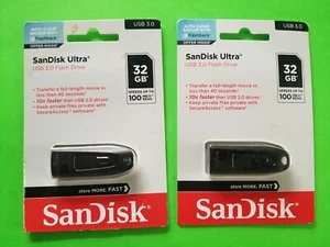 NEW - Lot 2 SanDisk 32GB Ultra USB 3.0 Flash Thumb Drive - Free ShipN! - Picture 1 of 1