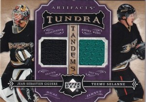 🏒 07-08 ARTIFACTS TUNDRA TANDEMS METALLIC PURPLE - GIGUERE / SELANNE #TT-GS
