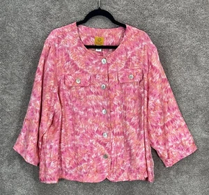 Ruby Rd. Jacket Womens 22W Pink Orange Button Front 3/4 Slit Sleeve Pockets - Picture 1 of 8