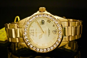 Invicta Women Pro Diver 18K Gold Plated Gold Dial Crystal Accent Bracelet Watch - Picture 1 of 9