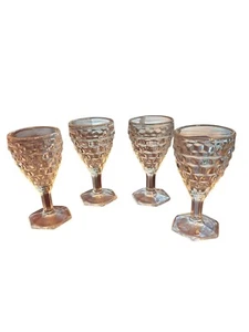 American Fostoria Clear 4.5" Hex Footed Wine Goblets- Sets Of 4 - Picture 1 of 1