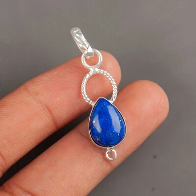 Pingente de prata esterlina 925 pedra preciosa lápis-lazúli natural feito à mão joias presentes - Imagem 1 de 4