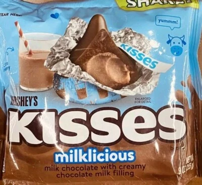 9 oz MILKLICIOUS Creamy Chocolate Milk Filling Hershey's Kisses Share Pack Bag - Image 1 of 4