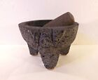 Traditional Pig Molcajete Mexico Basalt Mortar & Pestle, 7 Inches, Volcanic Lava