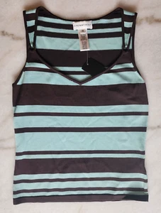 Jones New York Suit Sz 8 Womens Y2K Fitted Striped Tank Brown Office Siren NWT - Picture 1 of 11