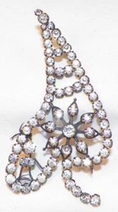 Art Deco Hat Ornament Silver Rhinestone Leaf A Beauty To Be Sewn On Vintage - Picture 1 of 3