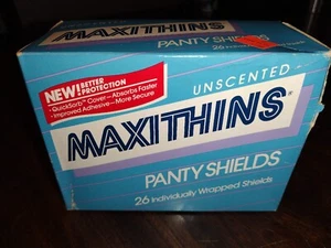Tambrands Maxi Thins Box of 26 Wrapped Sanitary Pads Movie Prop 1986 Vintage - Picture 1 of 6