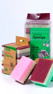 Kitchen Cleaning All-purpose sponges | Odor Free Non-Scratch Scrub Pad | 5 Pk - Picture 1 of 4