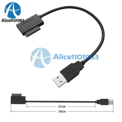SATA Slimline to USB 2.0 Adapter Cable for Laptop CD DVD Rom Drive 7+6 13Pin - Image 1 of 4