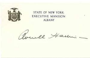 Averell Harriman (1891-1986), signed State of New York embossed card, 5 x 3" - Picture 1 of 1