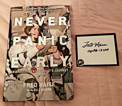 Apollo 13 Astronaut Fred Haise Signed Book Never Panic Early Moonwalker NASA  - Image 1 of 4