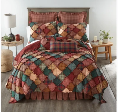 Donna Sharp Campfire Cotton Pieced Rag King Quilt Only Patchwork Rustic Country - Image 1 of 3