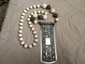 AUTHENTIC QING DYNASTY CHINESE SILVER HAIR PIN BEADED NECKLACE  - Picture 1 of 11