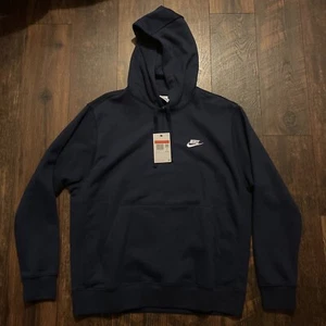 NWT Nike Sportswear Club Fleece Hoodie Navy Blue L LARGE Sweatshirt BV2654-410 - Picture 1 of 8