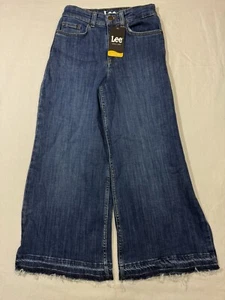 Lee Jeans Womens High Rise A-Line Crop Wide Leg Baggy Jeans Raw Hem 24x24 NWOT - Picture 1 of 11
