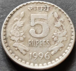 India Rs 5, Error Coin, 1996, Calcutta Mint, with *MAD (Mal Aligned Die)* (S33) - Picture 1 of 2