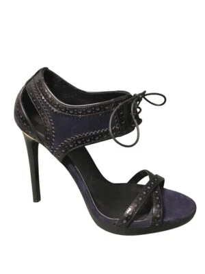 Borde de cuero de aguja de gamuza Burberry azul marino negro UE 37 Foto 1 de 4