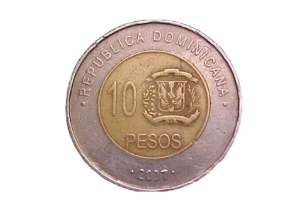 2007 Dominican Republic 10 Pesos Bimetallic KM# 106 - Very Nice Circ!-c1934xux - Image 1 of 2