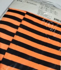 NWT Sz L 7-10 Girls Black and Orange Stripe Halloween Costume Nylon Tights - Picture 1 of 3