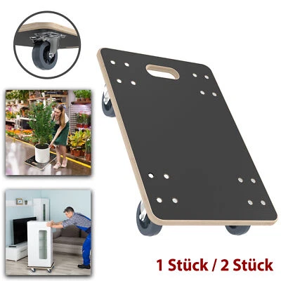 1/2x Rollbrett Möbelroller Möbelhund Transportwagen bis 200kg mit Bremsen Rollen - Bild 1 von 4