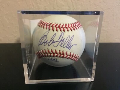 Bob Feller Autograph Official Major League Baseball with case - Image 1 of 2