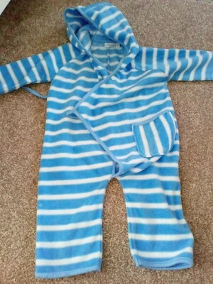 Jo Jo Maman Bebe blue Striped Sleep Snuggler Sleep Suit 0-6 Months  - Image 1 of 4