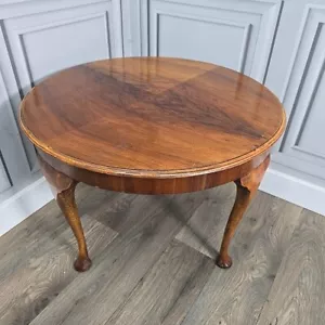 Antique Round Quad Veneer Coffee Side Table With Pad Feet Queen Anne Legs CC41 - Picture 1 of 24